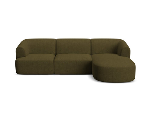 Cosmopolitan Design Modulaire hoekbank rechts Campi 4-zits, structurele stof groente - 156x256x70cm