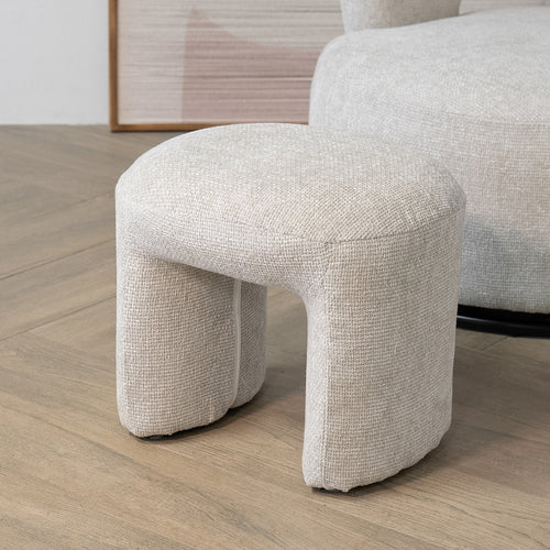 Giga Meubel Poef Haven - Beige - Stof - 47x42x42cm