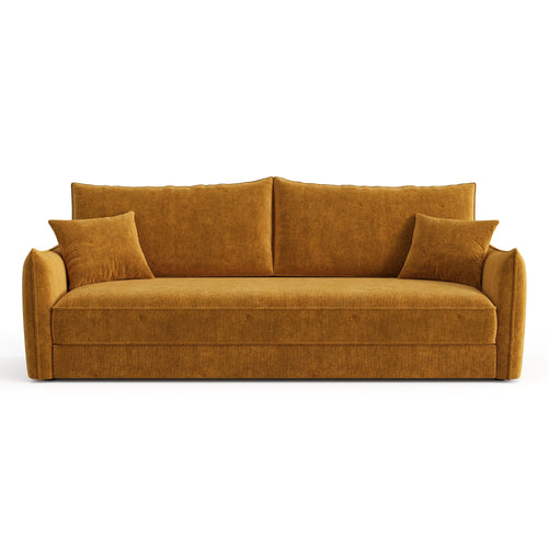 Sia Home - Slaapbank PLUME - fluweel met structuur mosterd 213.5cm