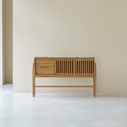 Tikamoon Consoletafel van massief teakhout en premium terrazzo - Naturel