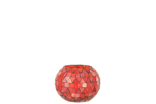 J-Line windlicht Mozaiek Driehoek - glas - rood/roze - small