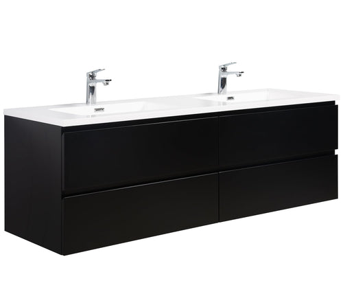 Badplaats Badkamermeubel Set Angela 160 cm – Mat Zwart – Badmeubel met Wastafel