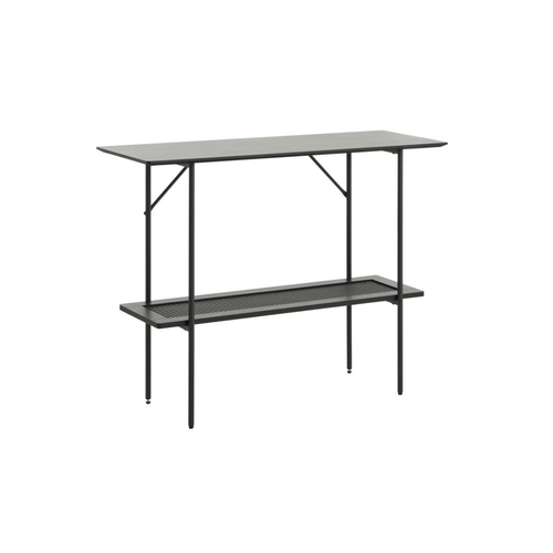 Rebellenclub Sidetable Berley - 100 x 37 cm - Zwart met Rattan