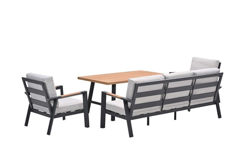 Elati lounge-dining sofa set-4-dlg.-c. black - sand - light teaklook - vtwonen shop