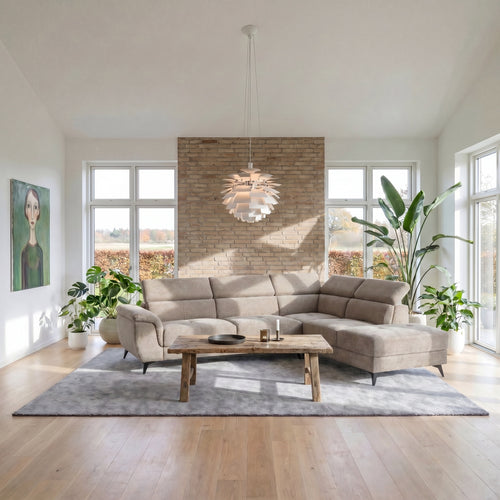 Furnhouse chaise longue bank rechts Betis - Taupe - Stof - 95x290x90