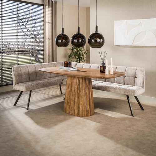 Giga Living Hoekbank Raster - Zand/Bruin Links - 230x150x80cm