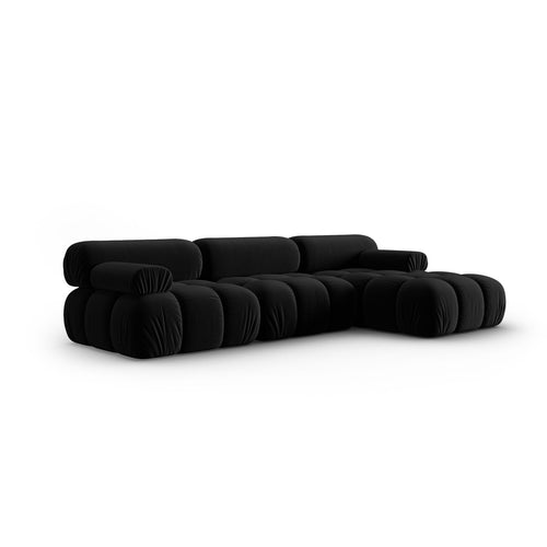 Cosmopolitan Design - Modulaire hoekbank rechts Cortina 4-zits, flueel zwart - 155x282x70cm