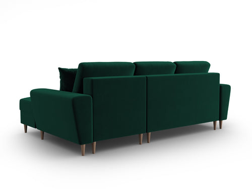 Cosmopolitan Design Converteerbare hoekbank rechts met opbergdoos Kyoto 4-zits, flueel flessengroen - 145x241x88cm