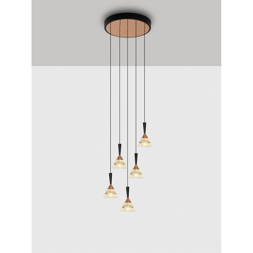 Nova Luce PALUZ Hanglamp met clusterconstructie, roségoud, matzwart, Triac dimbare LED, 30W, 1558lm, 3000K