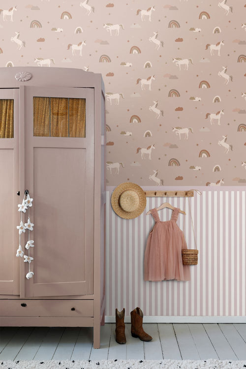ESTAhome behang unicorns oudroze en terracotta - 50 x 900 cm - 131461