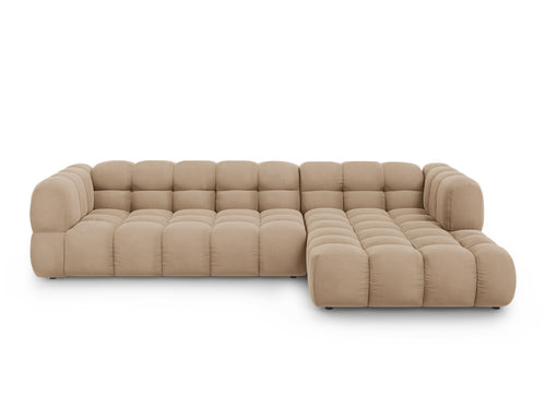 Cosmopolitan Design Modulaire hoekbank rechts Sky 4-zits, flueel, zand - 162x300x70cm