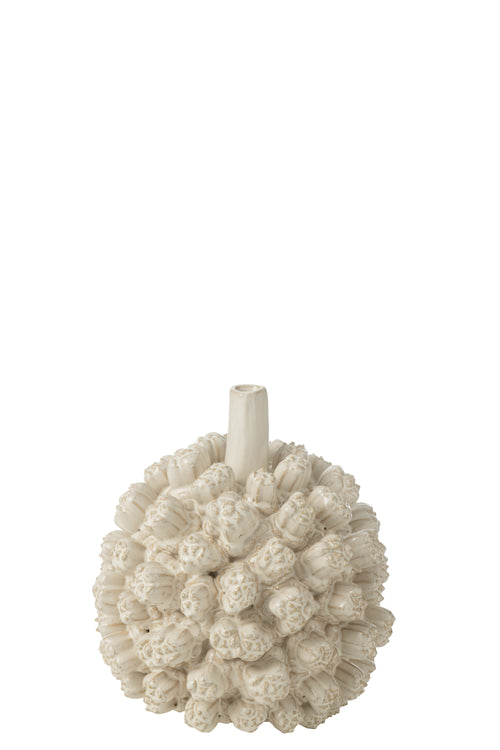 J-Line vaas Saki - keramiek - wit - small -  Ø 19 cm