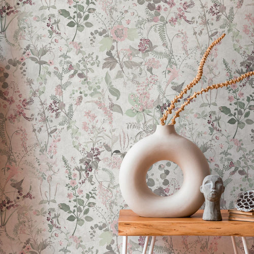 A.S. Création behang bloemen wit, groen, lila paars en roze - 53 cm x 10.05 m - AS-388251 - vtwonen shop