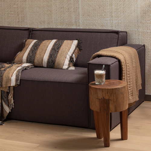 WOOOD plaid Beek- Katoen - Zwart/Naturel - 130x170x1 - vtwonen shop