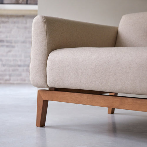 Tikamoon 2-zitsbank van massief eiken en ecru wol - Beige