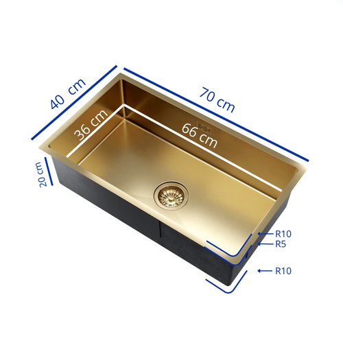 LOMAZOO Spoelbak Keuken Goud Suprex - 66 x 36 cm - RVS