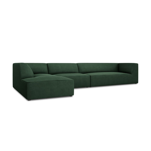 Cosmopolitan Design - Modulaire hoekbank links Siena 5-zits, structurele stof groente - 180x366x69cm