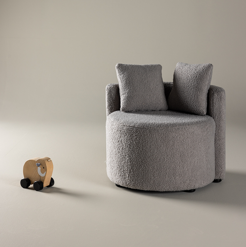 Nest living Elina ronde teddystof kinderfauteuil grijs - vtwonen shop