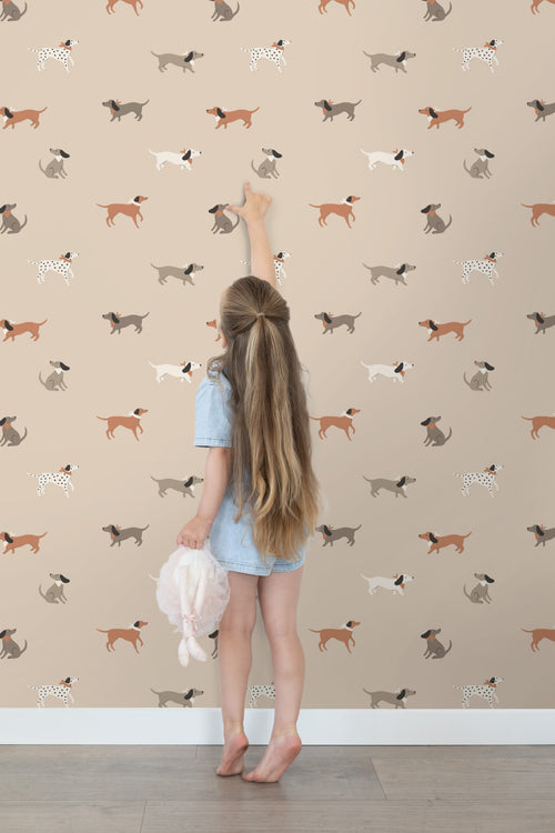 ESTAhome behang honden terracotta en bruin - 50 x 900 cm - 131379 - vtwonen shop