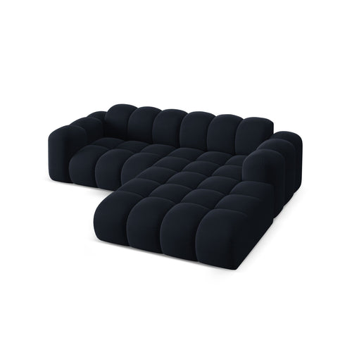 Cosmopolitan Design - Rechter hoekbank Treno 3-zits, flueel donkerblauw - 184x240x70cm