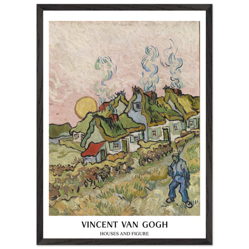 Artfulprints Poster met Lijst Vincent van Gogh - Houses and figures   - 50x70 cm - Groen