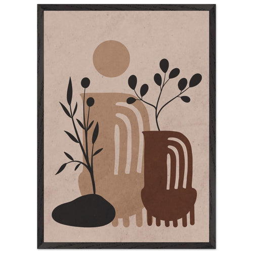 Artfulprints Poster met Lijst Boho – Clay forms   - 50x70 cm - Bruin