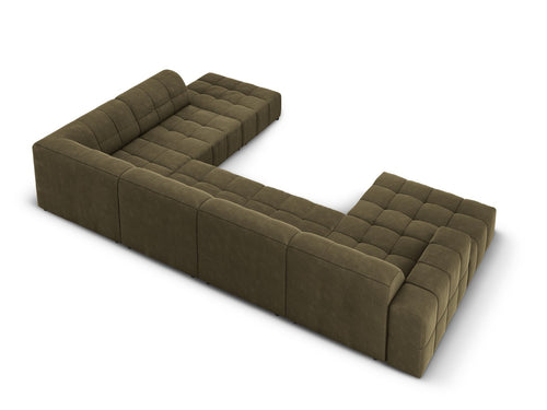 Cosmopolitan Design Panoramische hoekbank rechts Chicago 7-zits, flueel groente - 263x375x78cm