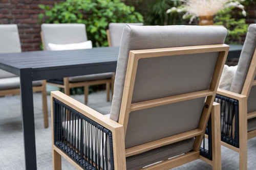 Decala dining fauteuil - aluminium - light teak look - desert sand - vtwonen shop