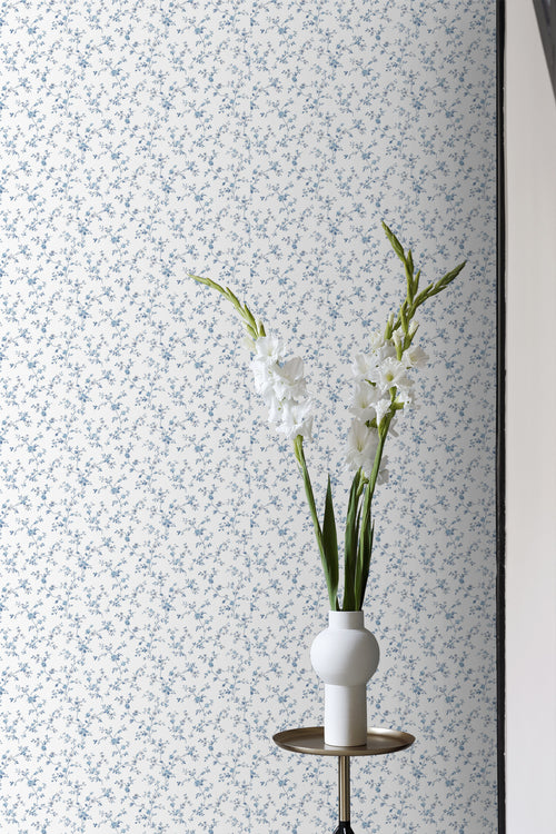 Sanders & Sanders behang bloemetjes blauw en wit - 53 cm x 10 m - 640407 - vtwonen shop