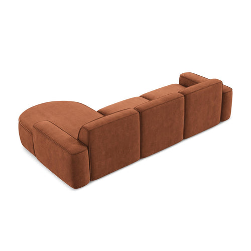 LaMiaSofa hoekbank rechts Melissa - chenille stof - terracotta - 284x166x70
