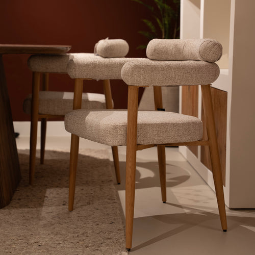 DÉJA Living Eetkamerstoel Lidingö - Beige/Naturel Stof - Set van 2