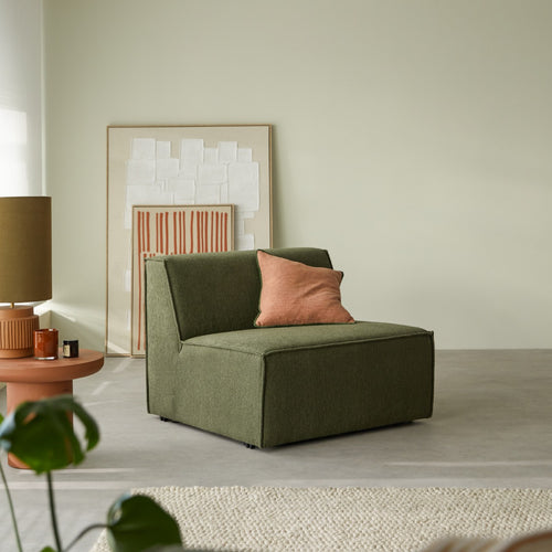 Tikamoon Modulaire fauteuil zonder armleuningen van groene stof - Groen