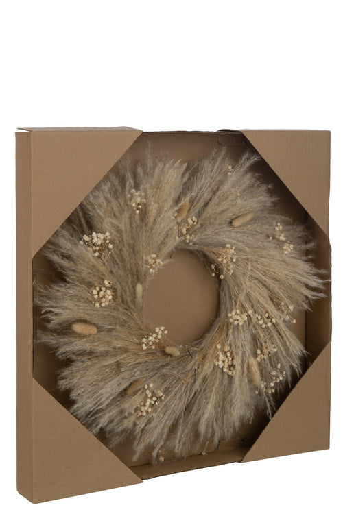 J-Line decoratie Krans Planten/Bloemen - naturel - large
