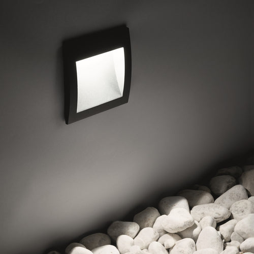 LED Buiten Vierkante Inbouw Wandlamp Antraciet IP65, 3000K