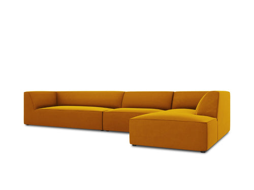 Micadoni rechter hoekbank Ruby 5-zits, flueel, geel - 180x366x69cm