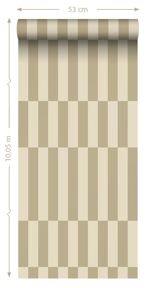 ESTAhome behang strepen donker beige - 53 cm x 10.05 m - 131212 - vtwonen shop