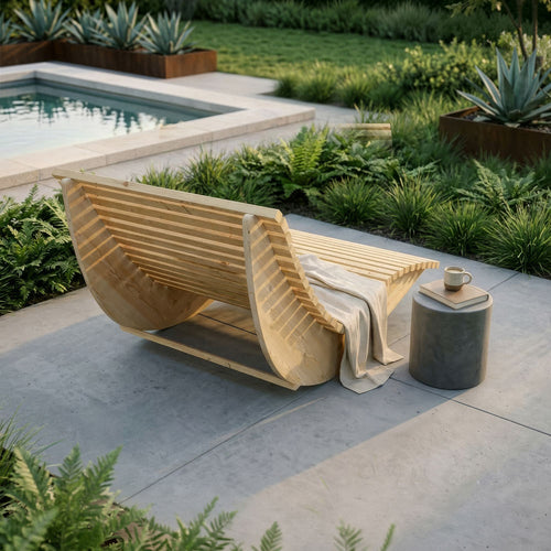 HOME DELUXE Golvend houten ligstoel WOLGA - 120 cm