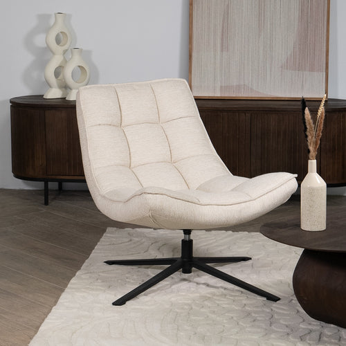 Giga Meubel Fauteuil Mattis - Stof/Metaal - Beige - vtwonen shop