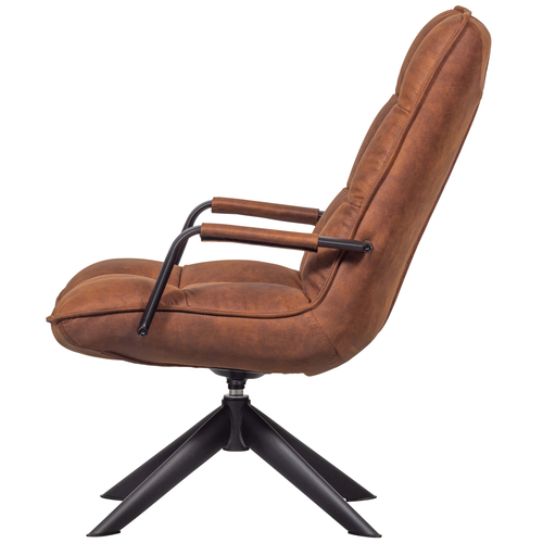 WOOOD Jouke Draaifauteuil - Kunstleer - Cognac - 96x70x85