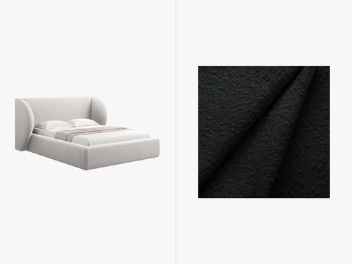 Micadoni Opbergbed met hoofdeinde Miley 200x180cm boucle zwart - 230x227x100cm