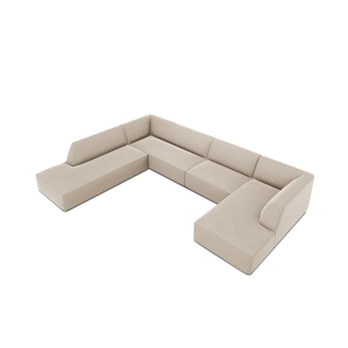 Cosmopolitan Design - Panoramische hoekbank Siena 7-zits, flueel beige - 273x366x69cm