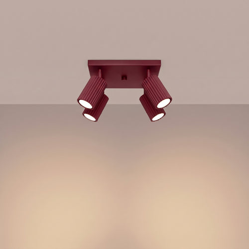 Sollux Lighting Plafondlamp KARBON 4 bordeaux - 25x25x16,5cm