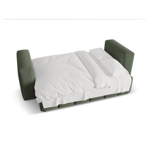 Cosmopolitan Design - Slaapbank met opbergdoos Verona 3-zits, structurele stof donker olijfgroen - 98x252x85cm