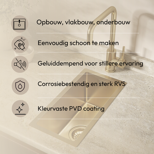 LOMAZOO Spoelbak Keuken Astra - 18 x 40 cm - RVS