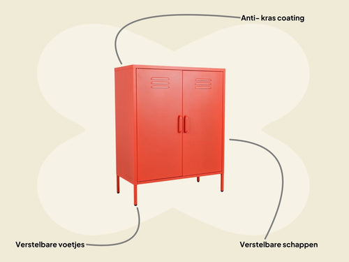 MaximaVida metalen lockerkast Finn 80 x 40 x 102 cm zacht oranje - 2 schappen
