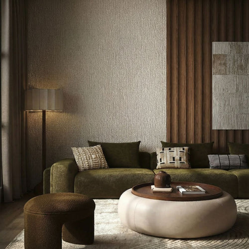 DÉJA Living Salontafel Draby - Beige/Walnoot - Met Opbergruimte - Ø102cm