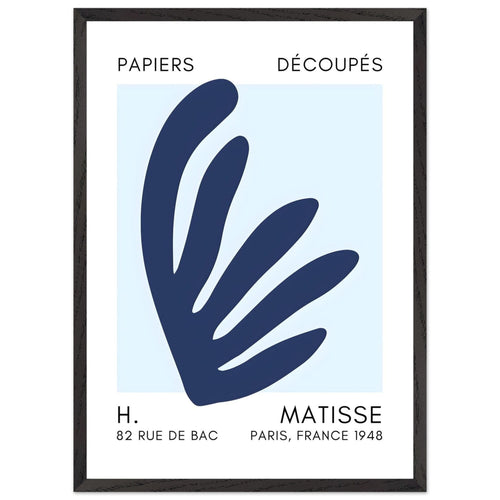 Artfulprints Poster met Lijst Matisse – Aquatic impression navy blue I   - 50x70 cm - Blauw