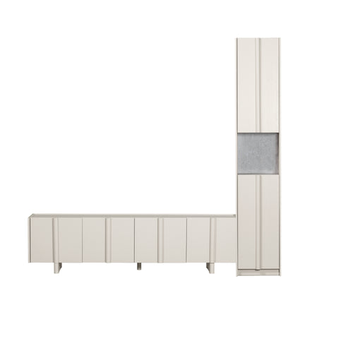 WOOOD tv-Meubel 200 cm & smalle kast 40 cm Basu - Grenen - Dust - 53x200x46/210x40x42 - vtwonen shop