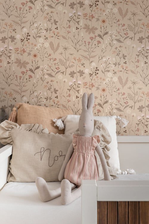 ESTAhome behang veldbloemen zand beige - 53 cm x 10.05 m - 139840