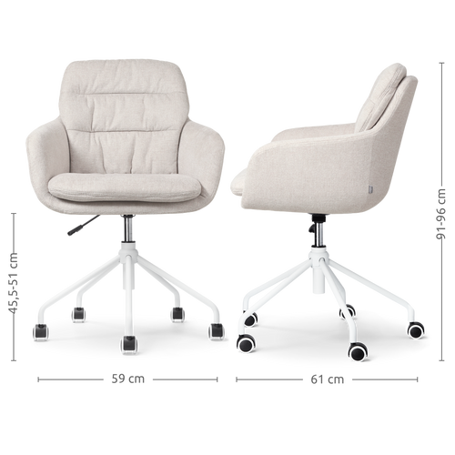Nolon Nout-Mia Bureaustoel Beige - met Armleuning - Wit